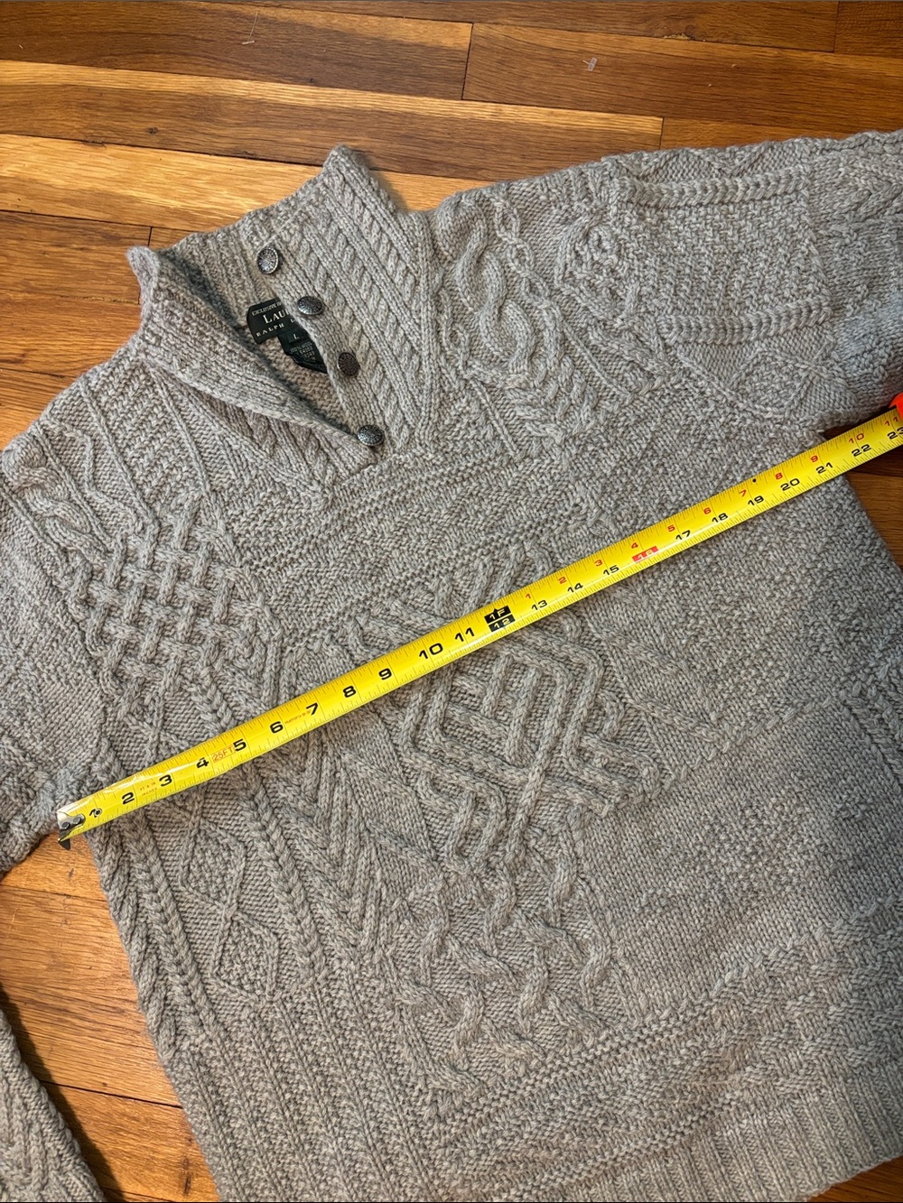 Lauren Ralph Lauren Gray Textured Cable-Knit Crewneck Sweater - Picture 4 of 6